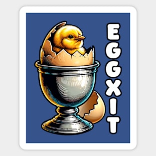 Eggxit Cute Chick Egg Pun Magnet